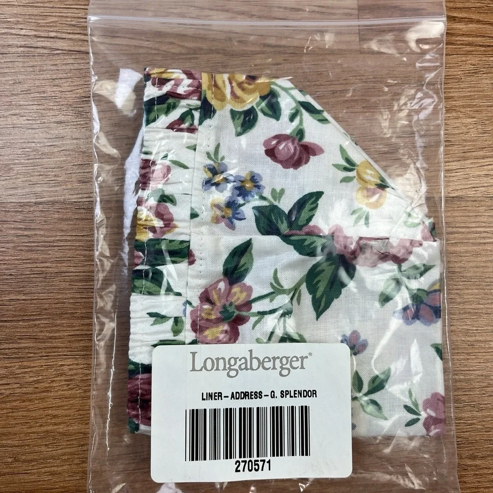 Longaberger Fabric Liner for Address Basket Garden Splender NEW‎ LINER ONLY